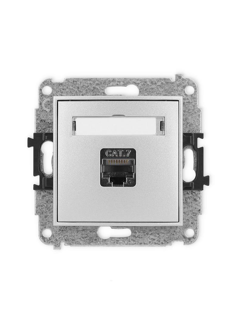 ICON Mechanizm gniazda komputerowego pojedynczego 1xRJ45, kat. 7, ekranowany, 8-stykowy srebrny meta