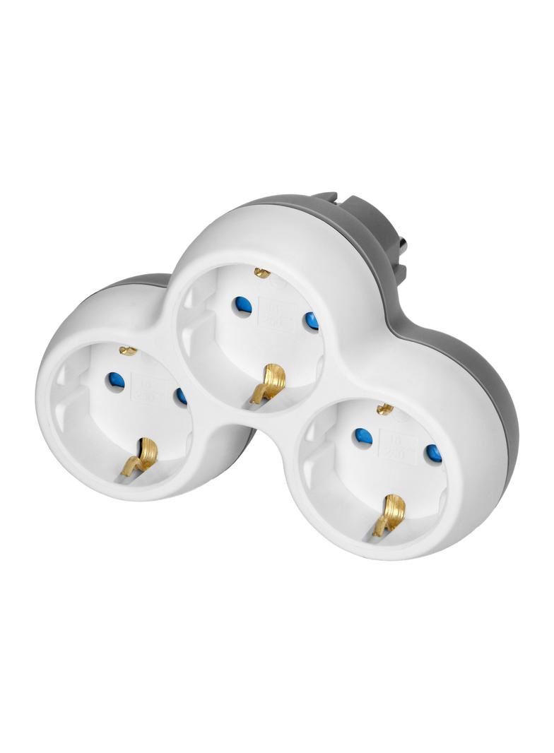Rozgałęźnik 3x2P+Z (Schuko) biało-szary OR-AE-13239(GS) ORNO