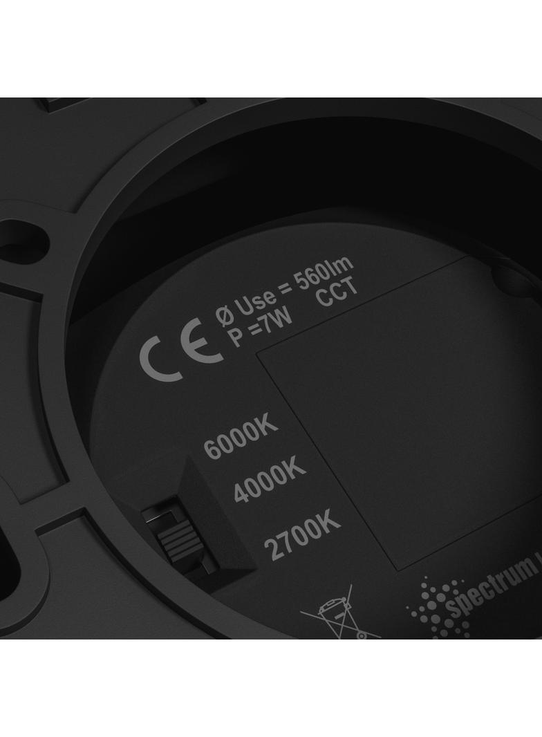 CHLOE COMPLETE NATYNKOWA 7W CCT 230V 45ST IP20 UGR<19 FI90X100MM CZARNY OKRĄGŁA