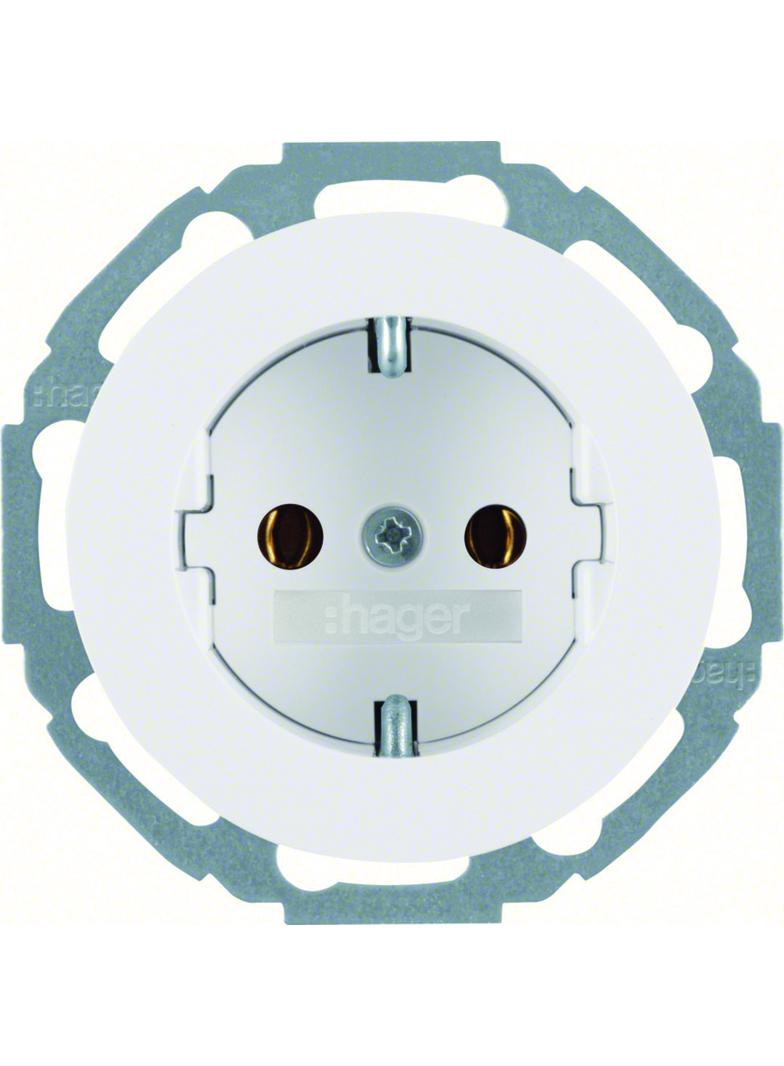 R.classic Gniazdo SCHUKO samozaciski biały Berker 47452089 WLS1100WG HAGER