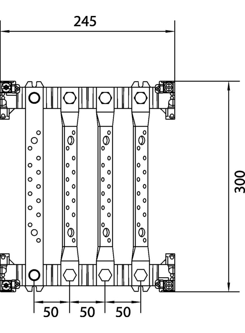univers N Blok 300x250mm z szynami 4-pol. Cu 25x4mm 4x250A UE21D2 HAGER