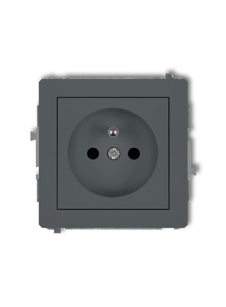 DECO Mechanizm gniazda pojedynczego z uziemieniem 2P+Z (przesłony torów prądowych) grafitowy mat