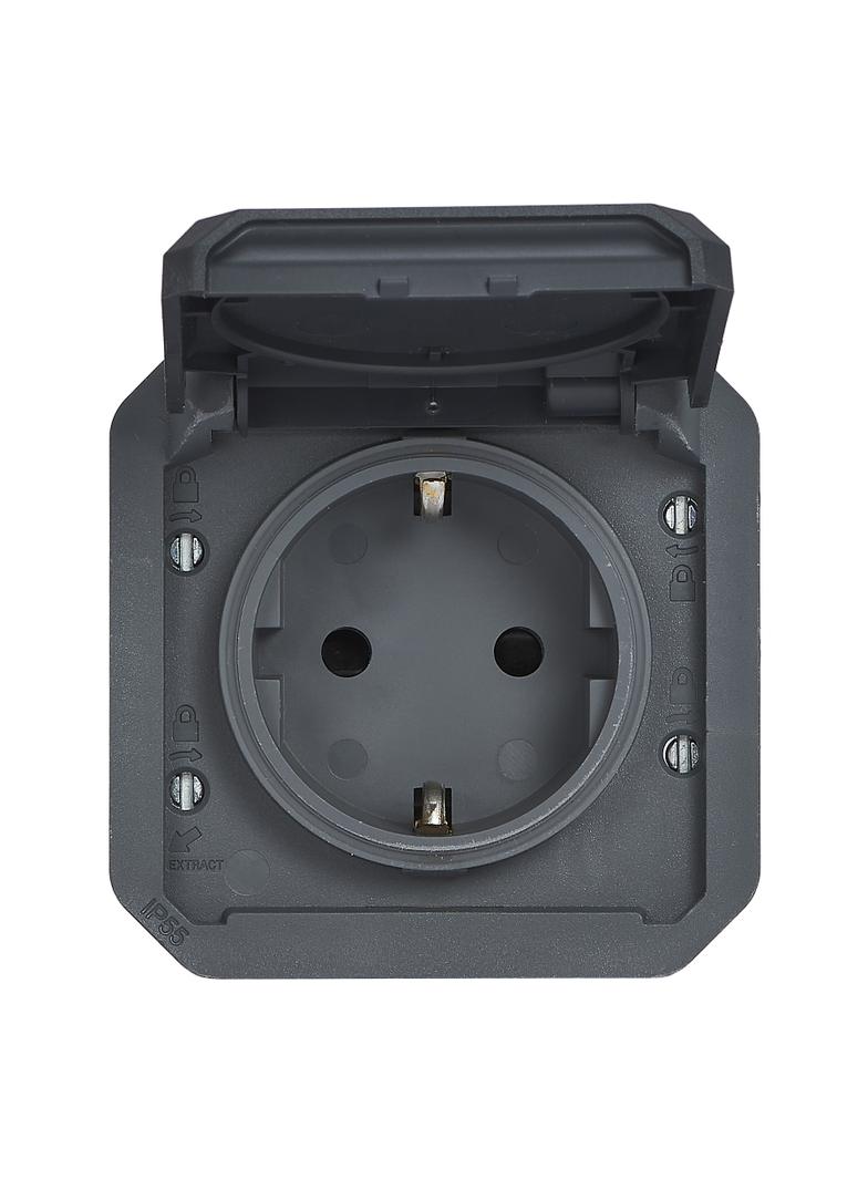 NOWE PLEXO - GN. SCHUKO 2P+Z ZACISKI ŚRUBOWE MECHANIZM 16A-250V ANTRACYT 069839L LEGRAND