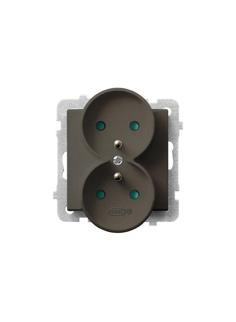 SONATA Gniazdo podwójne z uziemieniem z przesłonami torów prądowych, moduł bez ramki - kolor czekola