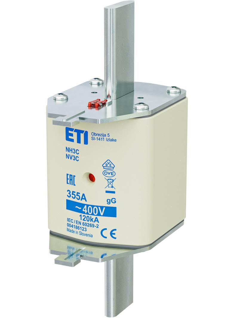 Wkładka topikowa NH zwłoczna KOMBI NH3C gG 355A 400V 004186123 ETI