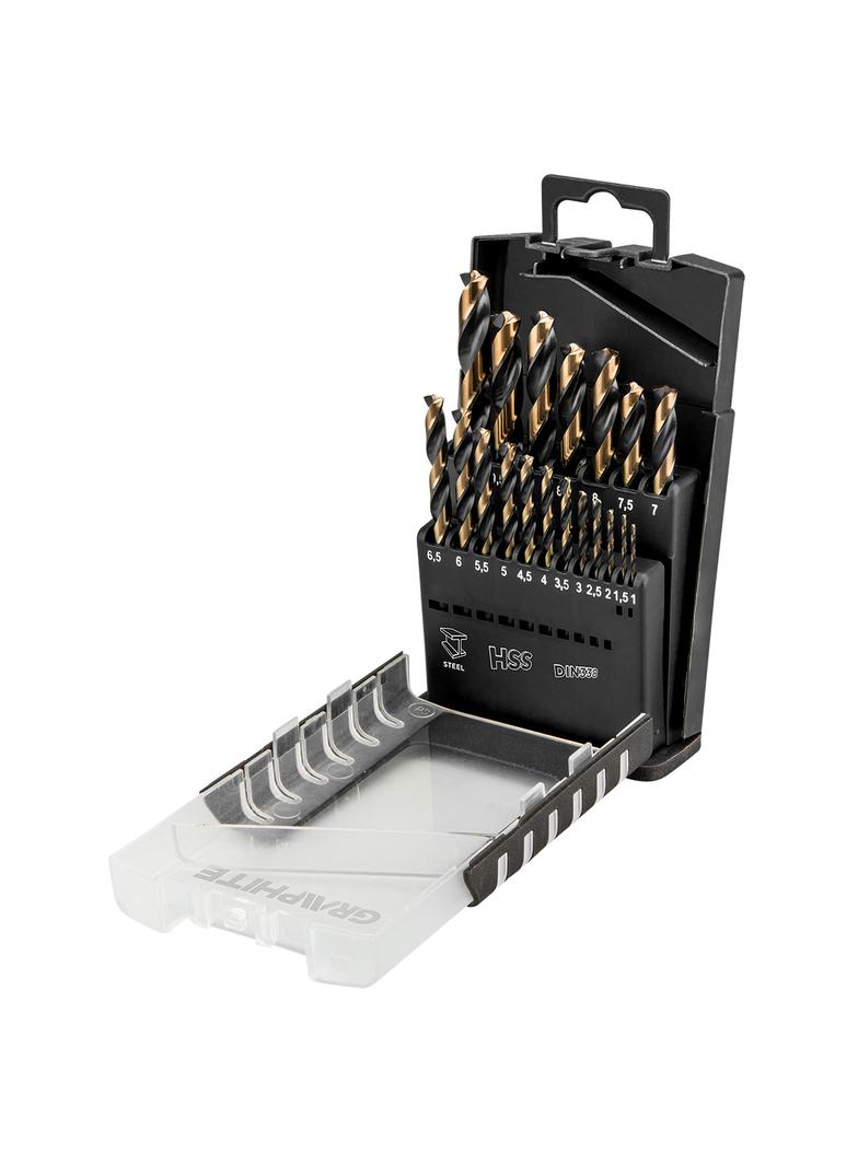 Wiertła do metalu HSS-CNC, 124°, "Pro-Tec", 1.0-10.0 mm, zestaw 19 szt.