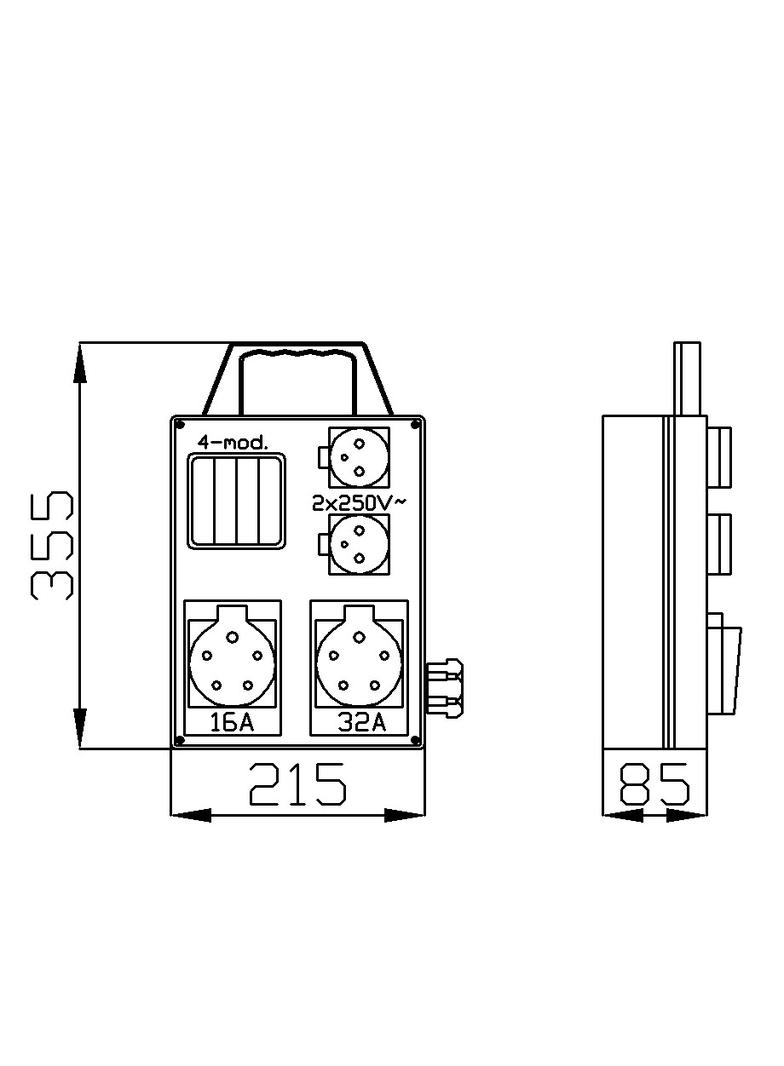 RS 4-mod. 2x2P+Z, 3P+N+Z 16A, 3P+N+Z 32A
