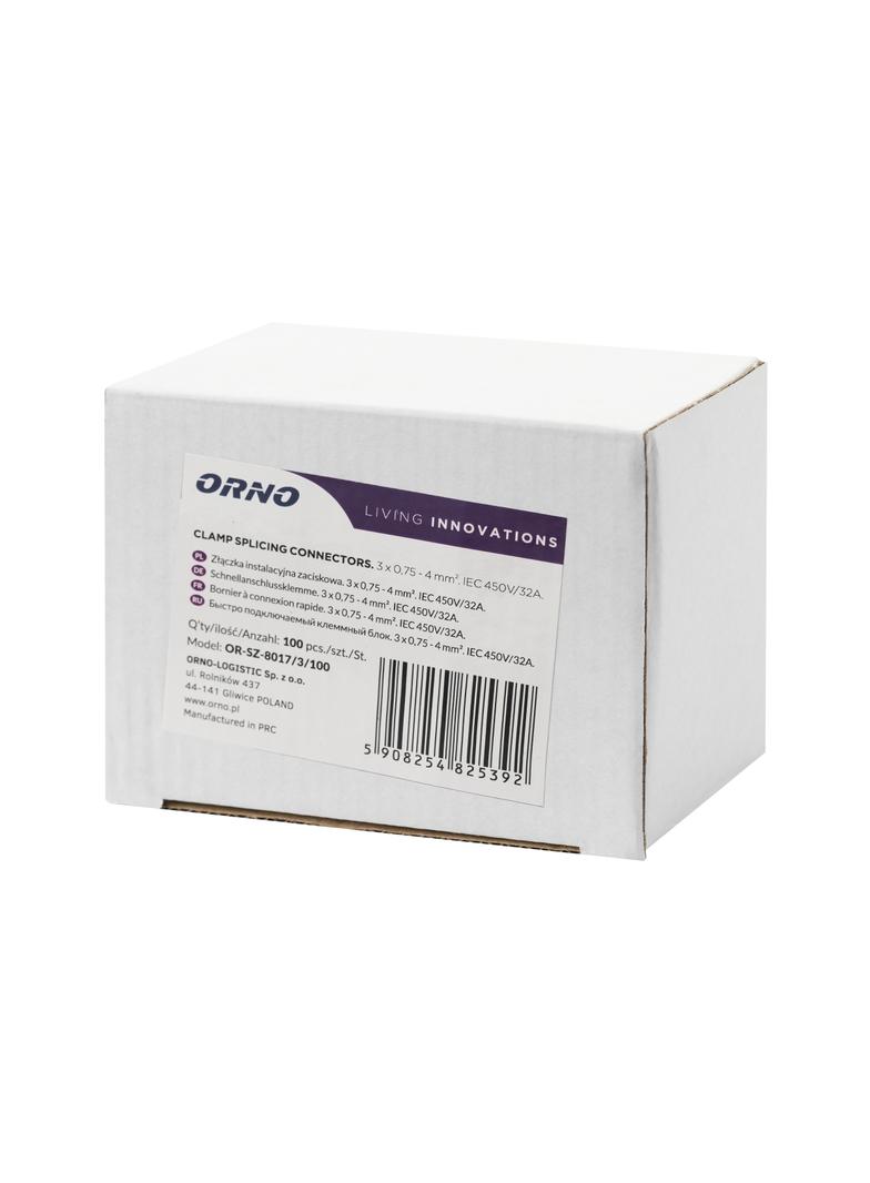 Złączka instalacyjna zaciskowa 3-przewodowa; na dowolny przewód 0,2-4mm2; IEC 450V/32A 100 szt. OR-S
