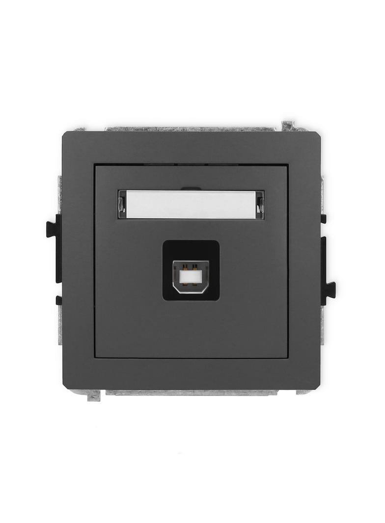 DECO Mechanizm gniazda pojedynczego USB A-B 2.0 grafitowy mat
