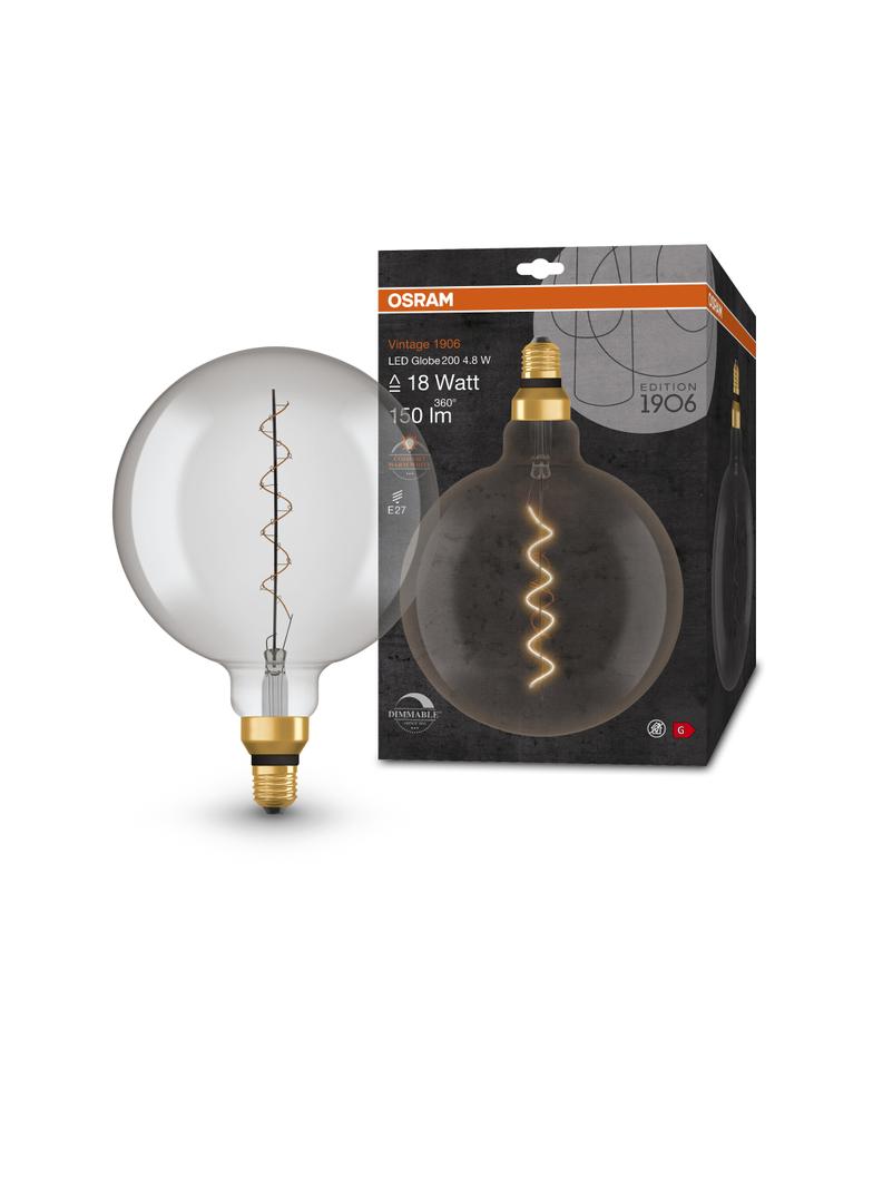 Lampa LED Vintage 1906 SMOKE 200 dim 4,8W/818 szkło przezroczyste E27