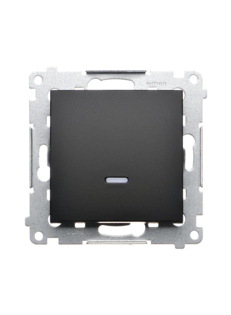 Simon 54 Łącznik schodowy z podświetleniem LED bez piktogramu 10A 250V szybkozłączka czarny DW6L.01/X/49 KONTAKT