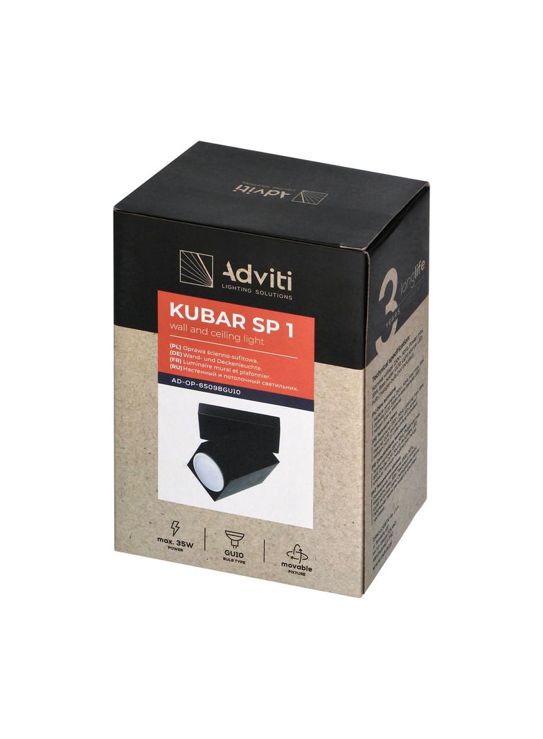 KUBAR SP 1, oprawa ścienno-sufitowa, GU10 max. 35W, IP20, czarna