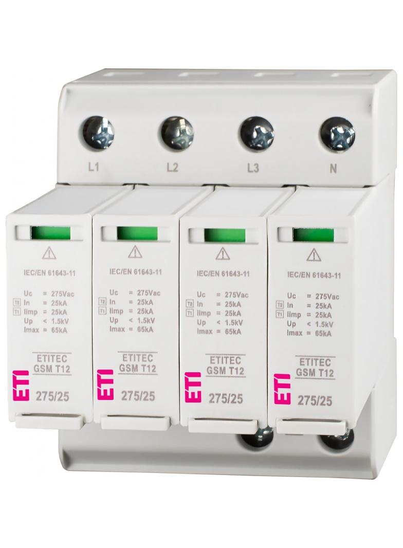 Ogranicznik przepięć T1+T2 (B+C) - iskiernik TEC GSM T12 275/25 4+0 002440608 ETI