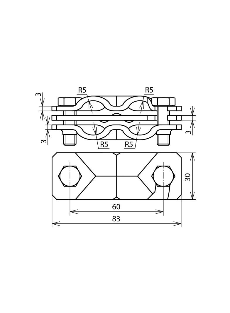 Zacisk SVP z przekładką, 2xM8 NIRO, St/tZn