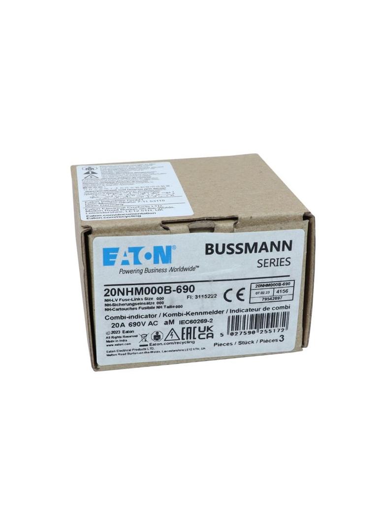 NH FUSE 20AMP 690V aM SIZE 000 Wkładka NH000 20A 690V AM podwójny wskaźnik 20NHM000B-690 EATON