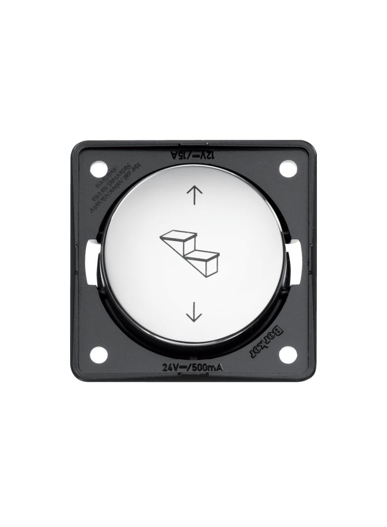 Integro Łącznik przyciskowy odwracający polaryzację z nadrukiem stopni i strzałek, chrom, połysk