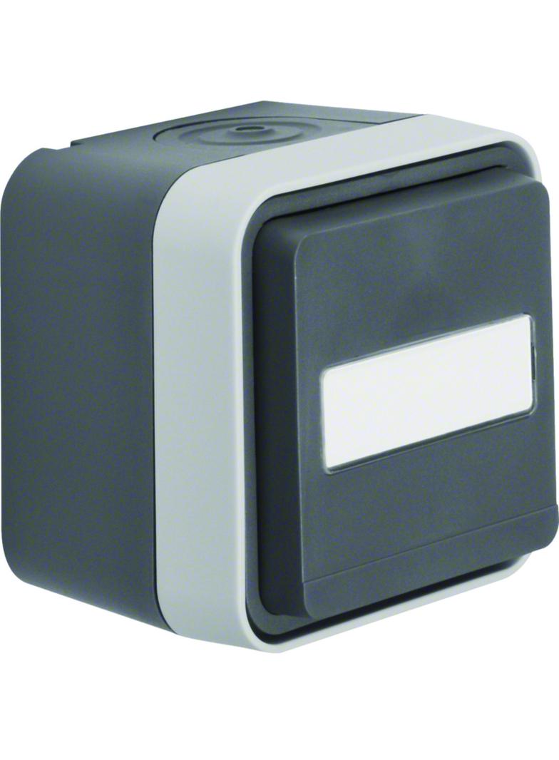 BERKER W.1 Gniazdo SCHUKO 2P+Z z polem opisowym kompletne IP55 szary 47413515 HAGER