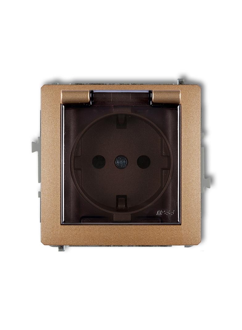 DECO Mechanizm gniazda bryzgoszczelnego z uziemieniem SCHUKO 2P+Z (klapka dymna, przesłony torów prą