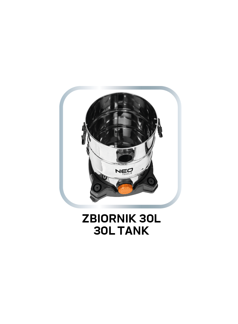 Odkurzacz przemysłowy 1400W, zbiornik 30l