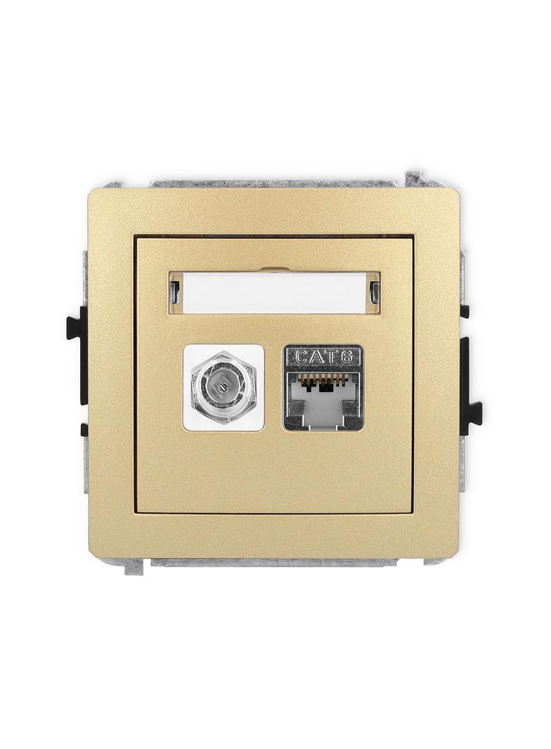 DECO Mechanizm gniazda antenowego poj. typu F (SAT) + gniazda komp. poj. 1xRJ45, kat. 6 ekranowany,