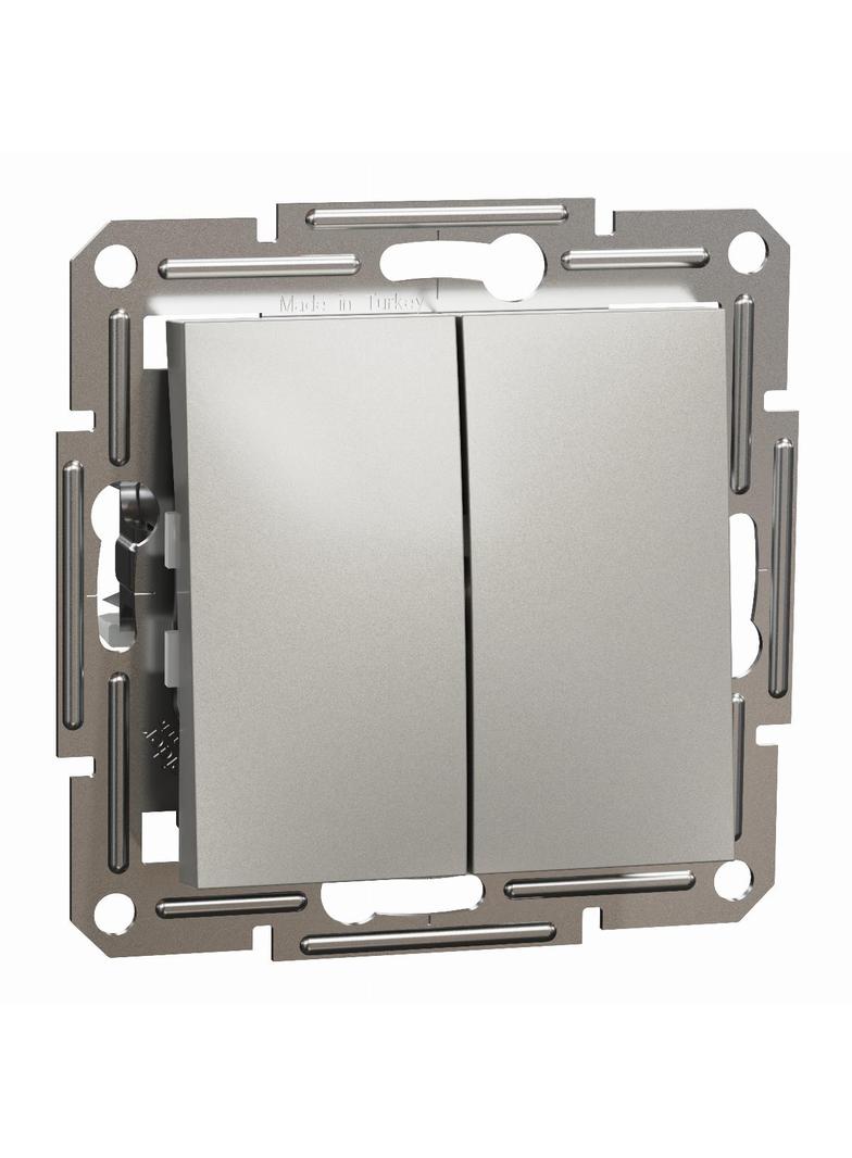 Asfora, przycisk podwójny, bez ramki, brąz