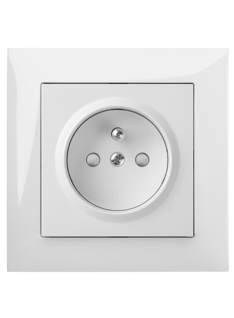 SENTIA: b/r gniazdo 1xz/u, przesł. Torów prąd.  białe IP 20