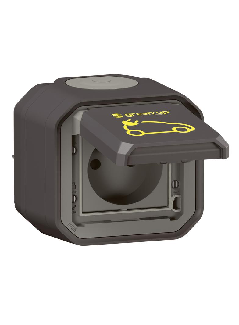 NOWE PLEXO - GN. ŁADOWANIA SAMOCHODÓW ELEKTRYCZNYCH NATYNKOWE 16A-250V~ ANTRACYT