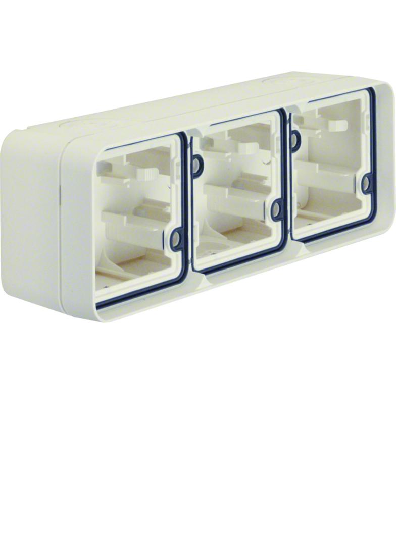 BERKER W.1 Adapter natynkowy potrójna poziomy 2 wejścia IP55 biały 6019303502 HAGER