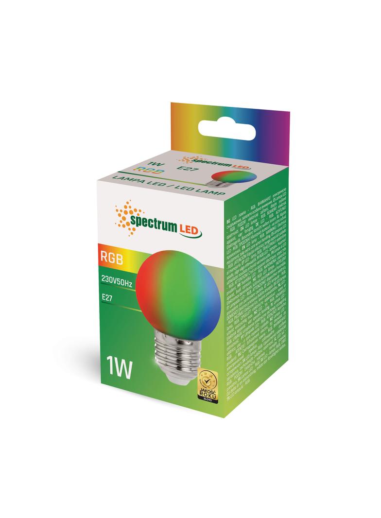 LED KULKA E-27 230V 1W RGB PCV SPECTRUM