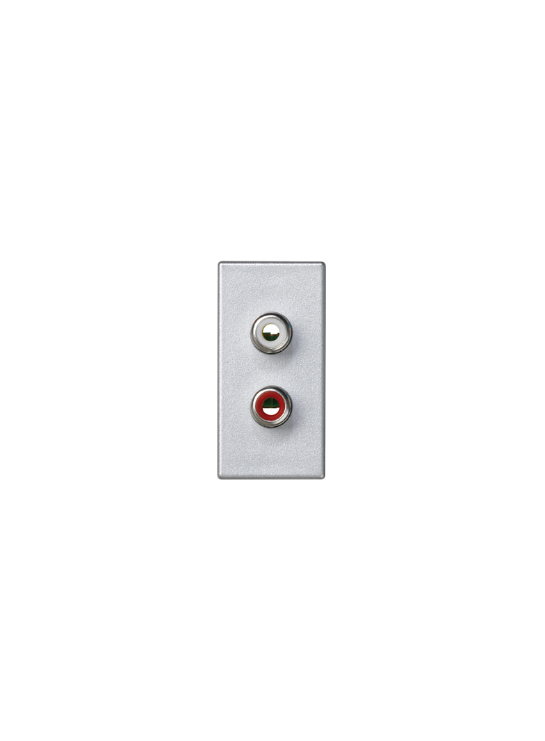 Simon Connect Płytka K45/2 złącz 2x RCA (CINCH) 225x45mm + wkłady zaciski śrubowe aluminium K101B/8 KONTAKT