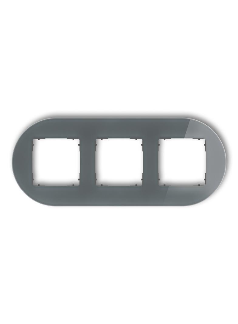 ICON Ramka uniwersalna potrójna okrągła - efekt szkła (ramka: grafitowa; spód: grafitowy mat) grafit