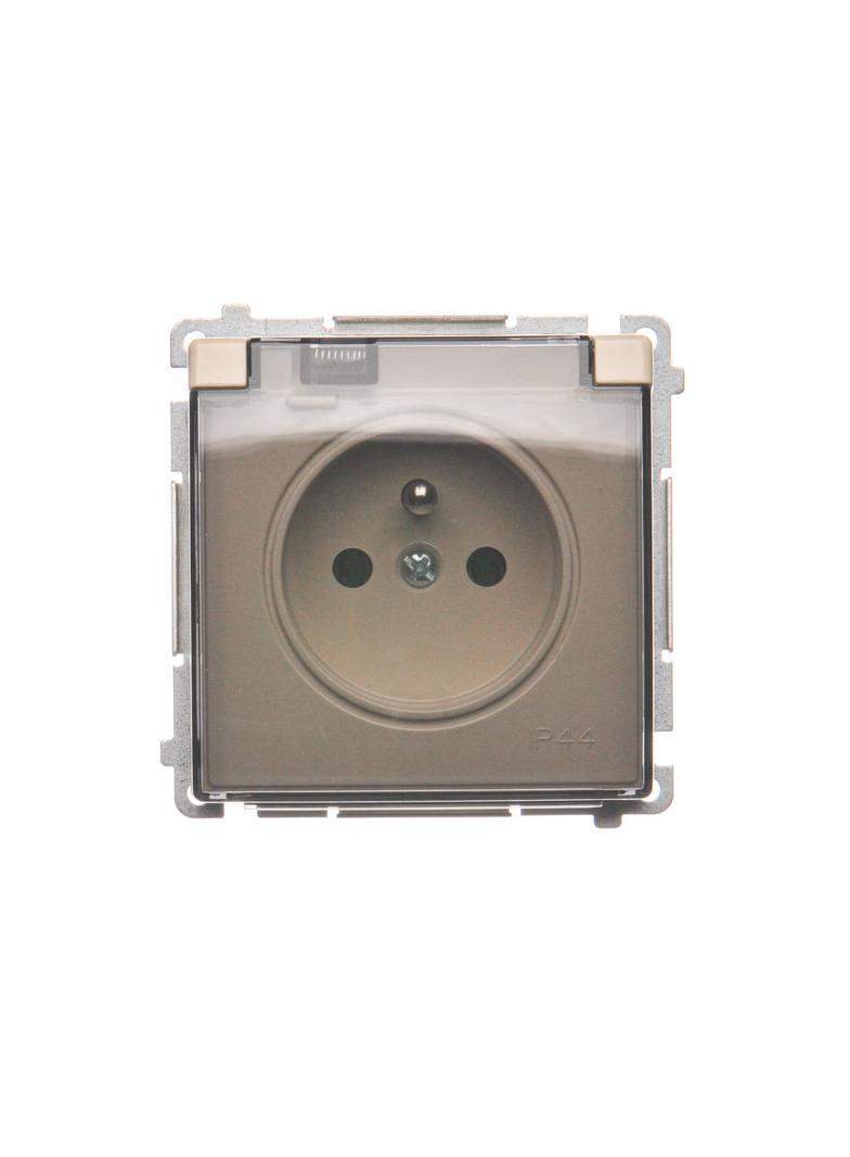Simon Basic Gniazdo wtyczkowe z uziemieniem bryzgoszczelne IP44 16A 250V zaciski śrubowe. Klapka transparentna beż BMGZ1B.01/12A BMGZ1B.01/12a KONTAKT