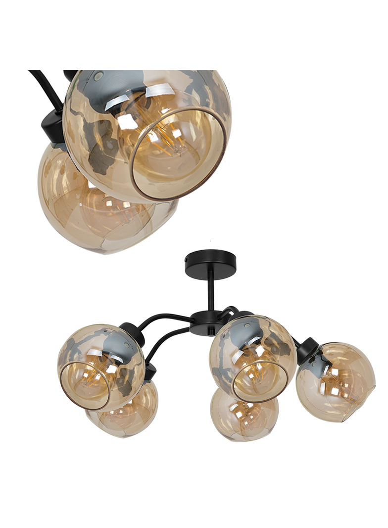 Milagro plafon Sofia Amber 5xE27 czarny MLP6598