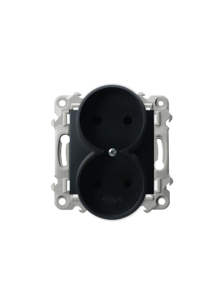 SZAFIR Gniazdo podwójne moduł bez ramki - kolor czarny metalik