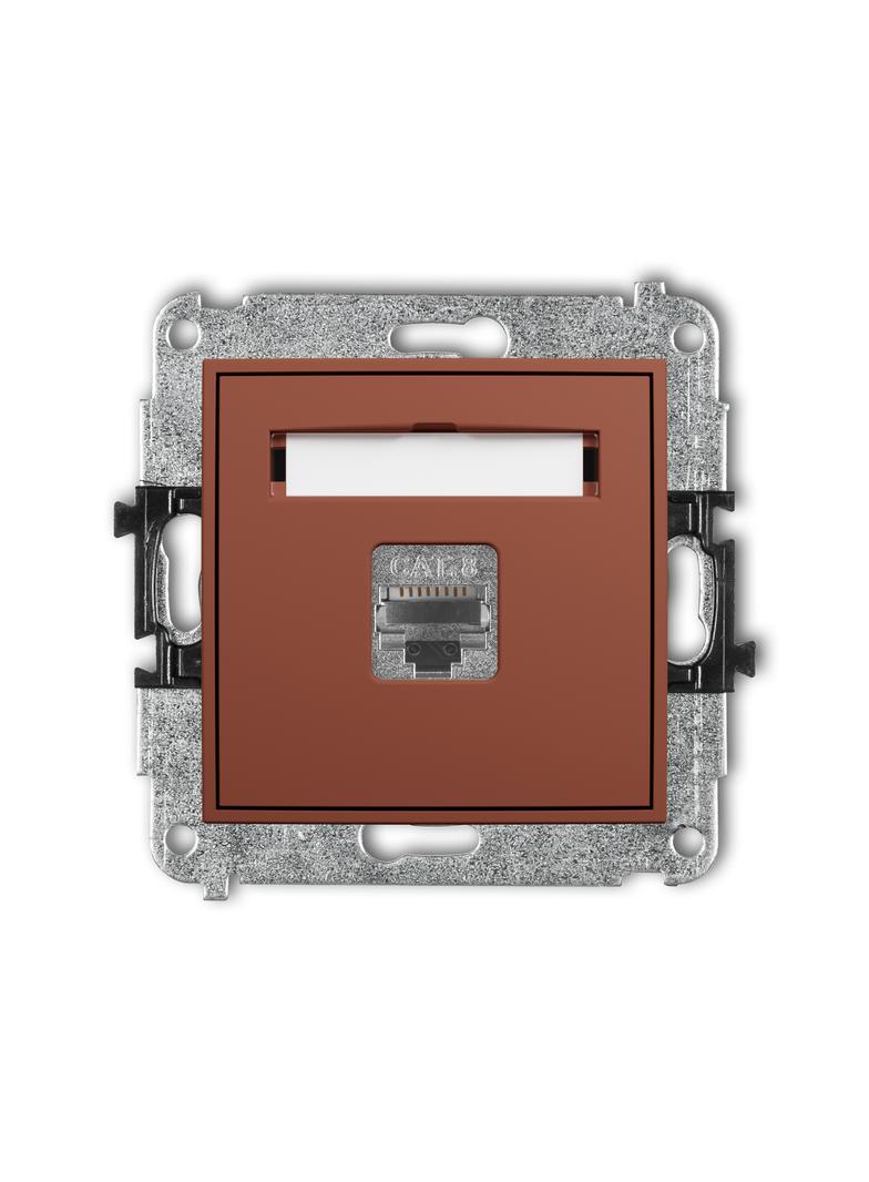 ICON Mechanizm gniazda komputerowego pojedynczego 1xRJ45, kat. 8, ekranowany, 8-stykowy terakota