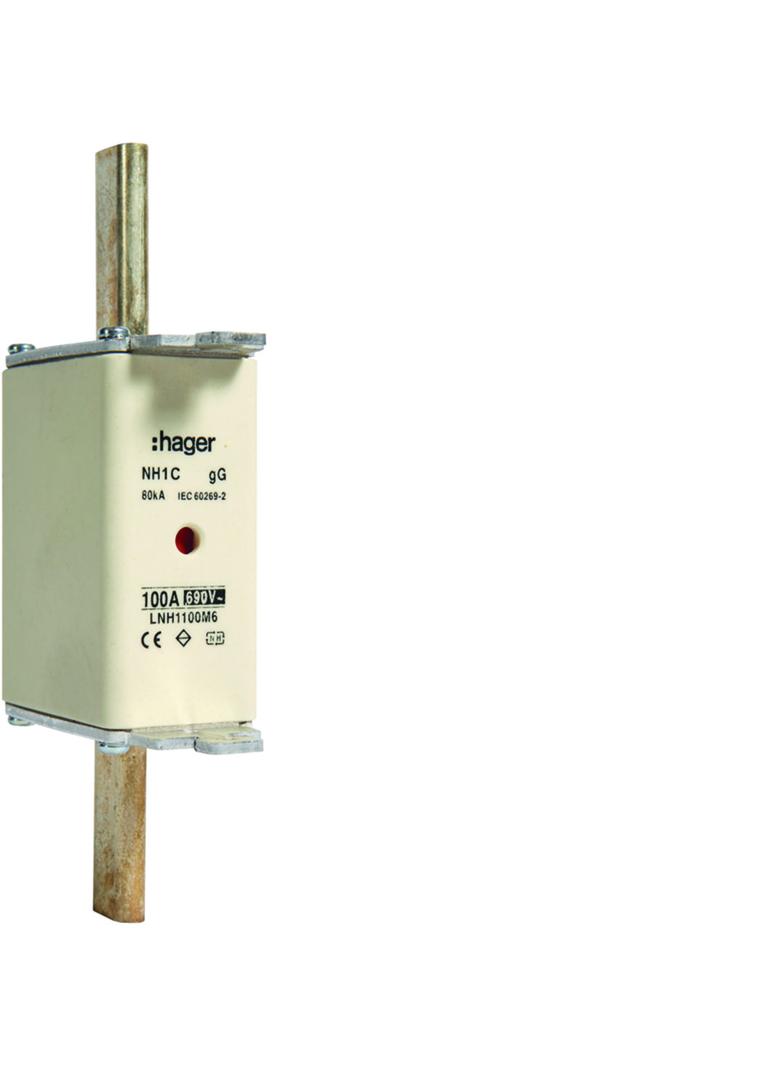 Wkładka bezp. nożowa NH1 wsk.podw. uchwyt nieiz. gG 100A 690 VAC LNH1100M6 HAGER