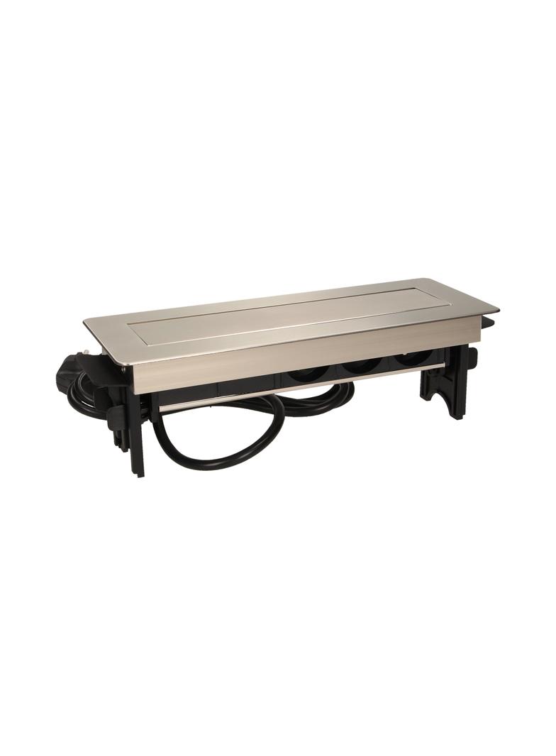Gniazdo meblowe wpuszczane w blat w niklowanej obudowie z ładowarką USB i przewodem 1,8m, 3x2P+Z, 2xUSB (typ A, 2,1A) OR-AE-1364 ORNO