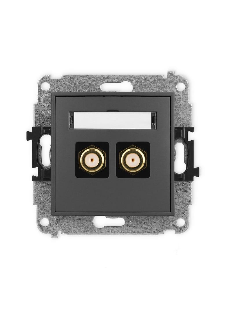 ICON Mechanizm gniazda antenowego podwójnego typu F (SAT) pozłacany grafitowy mat
