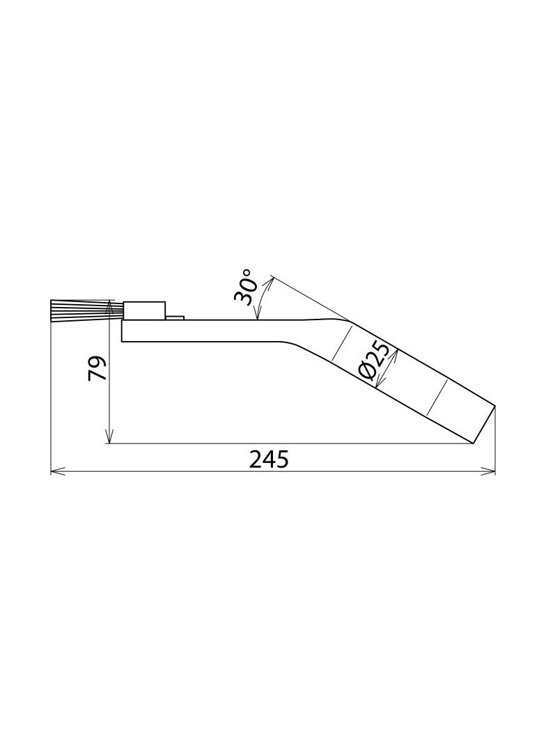 Dysza płaska kątowa 30 st. z przykręcanym pędzlem fi 25 / szer. 35 mm