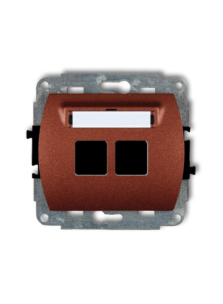 TREND Mechanizm gniazda multimedialnego podwójnego bez modułu (standard Keystone) brązowy metalik