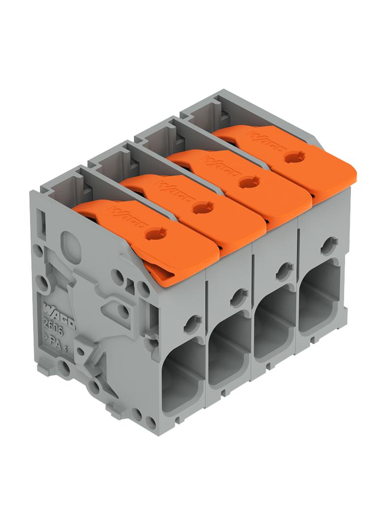 Złączka do płytek drukowanych dźwignia 6mm2 RM 7,5mm 4-bieg szara /60szt./ 2606-1104/010-000 WAGO