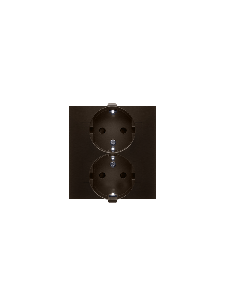 Simon 54 Gniazdo Schuko z przesłonami podwójne 16A z. śrub. brąz mat