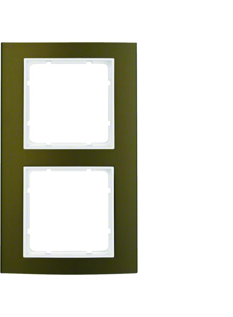 BERKER B.3 Ramka podwójna aluminium brązowa/biała 10123021 HAGER