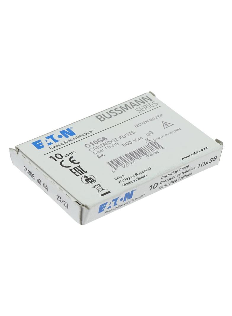 CYLINDRICAL FUSE 10 x 38 6A GG 500V AC Wkładka cylindryczna 10 x 38mm 6A GG 500V AC C10G6 EATON