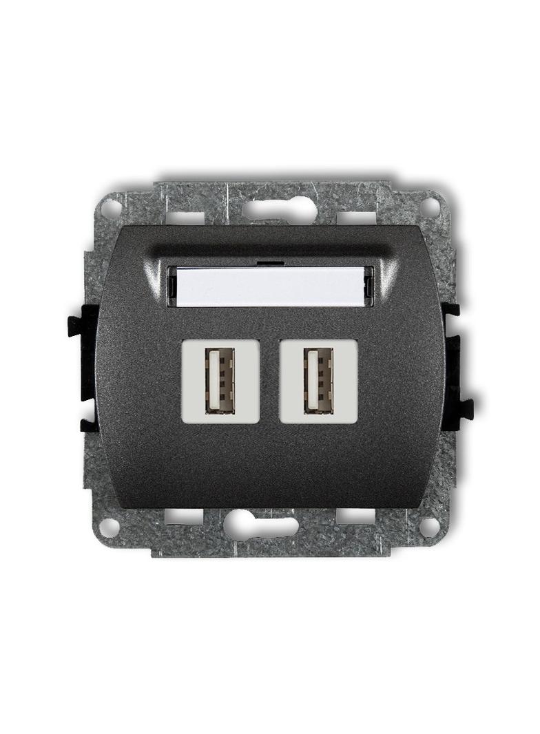 TREND Mechanizm gniazda podwójnego 2xUSB A-A 2.0 grafitowy