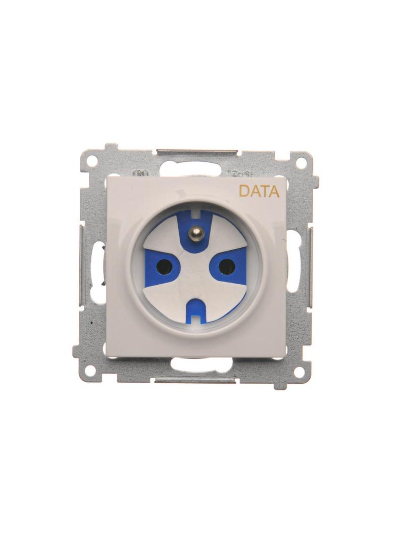 Simon 54 Gniazdo DATA z kluczem uprawniającym 16A z. śrub. biały