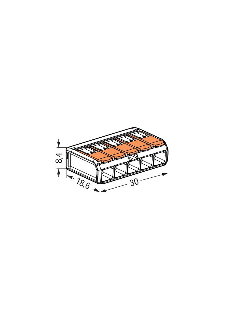 Szybkozłączka z dźwignią 5x 0,2‑4mm2 transparentna / pomarańczowa 221‑415 /25szt./ WAGO