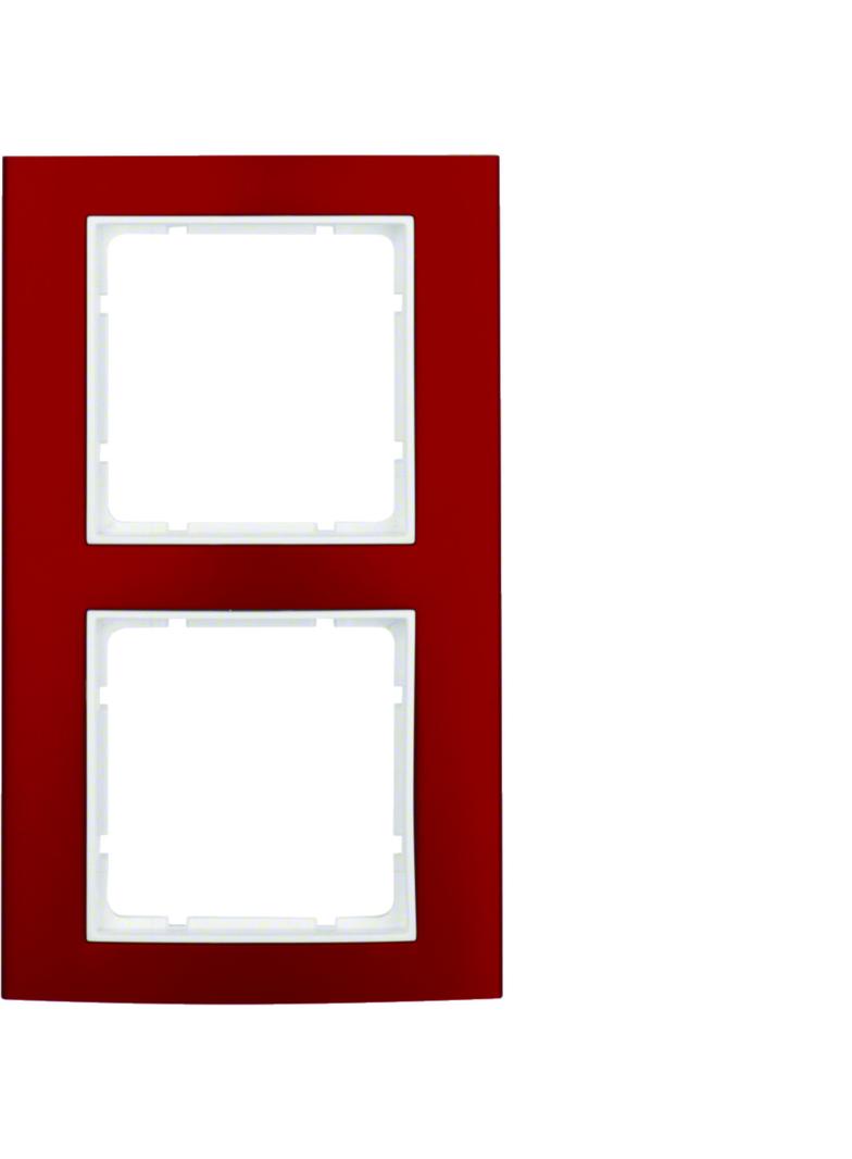 BERKER B.3 Ramka podwójna aluminium czerwony/biała 10123022 HAGER