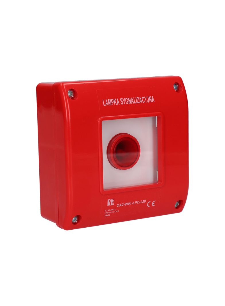 Lampka sygnalizacyjna czerwona 230V w czerwonej obudowie IP65 OA2 OA2-W01-LPC-230 SPAMEL