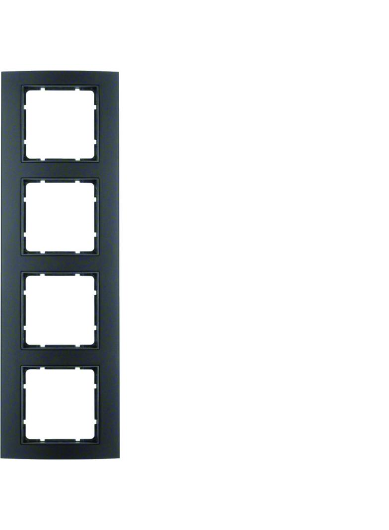 BERKER B.3 Ramka poczwórna aluminium czarna/antracyt 10143005 HAGER